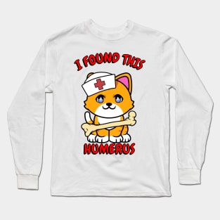 Funny orange cat is a nurse Long Sleeve T-Shirt